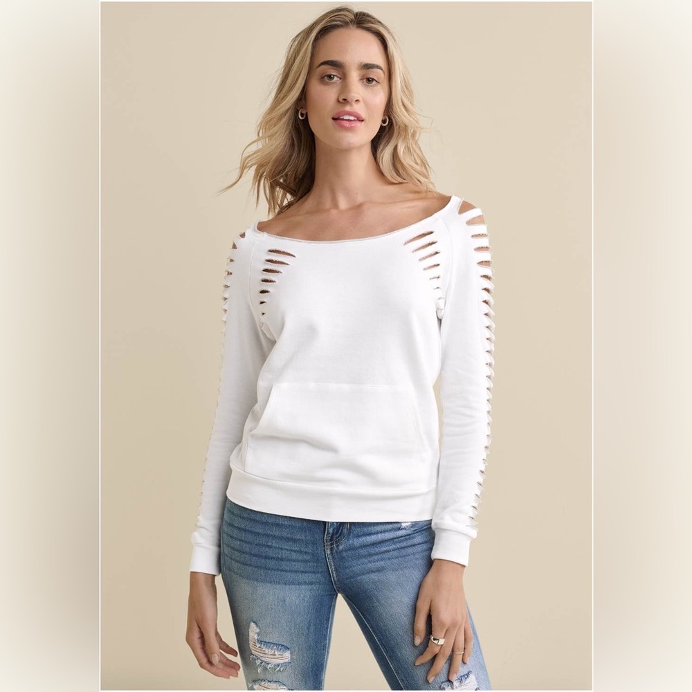 Sexy White Sweater with cut out design